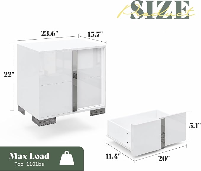 Modern High Gloss Dresser with Chrome Mirror Handles