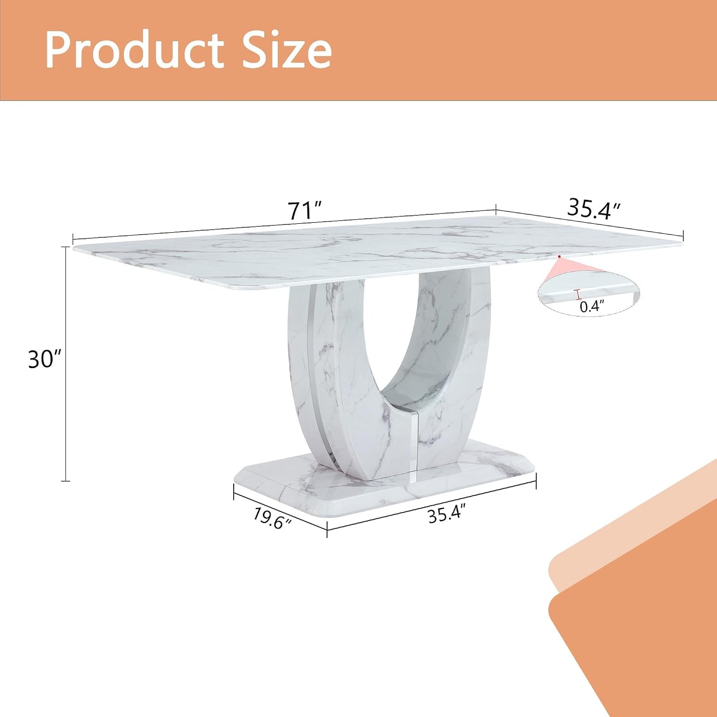 LuxeMarble Glass Dining Table