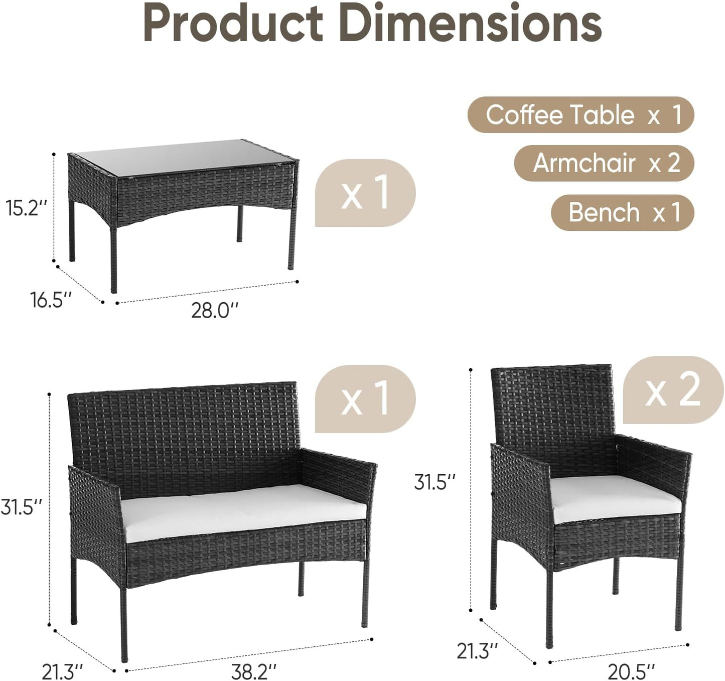 LunaWeave Patio Bistro Set