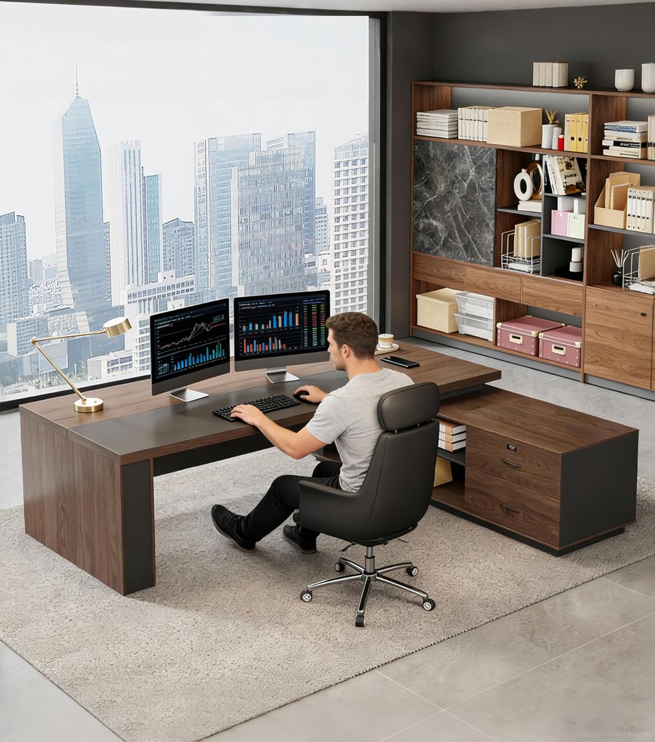 ApexGlow™ Executive L-Shaped Desk