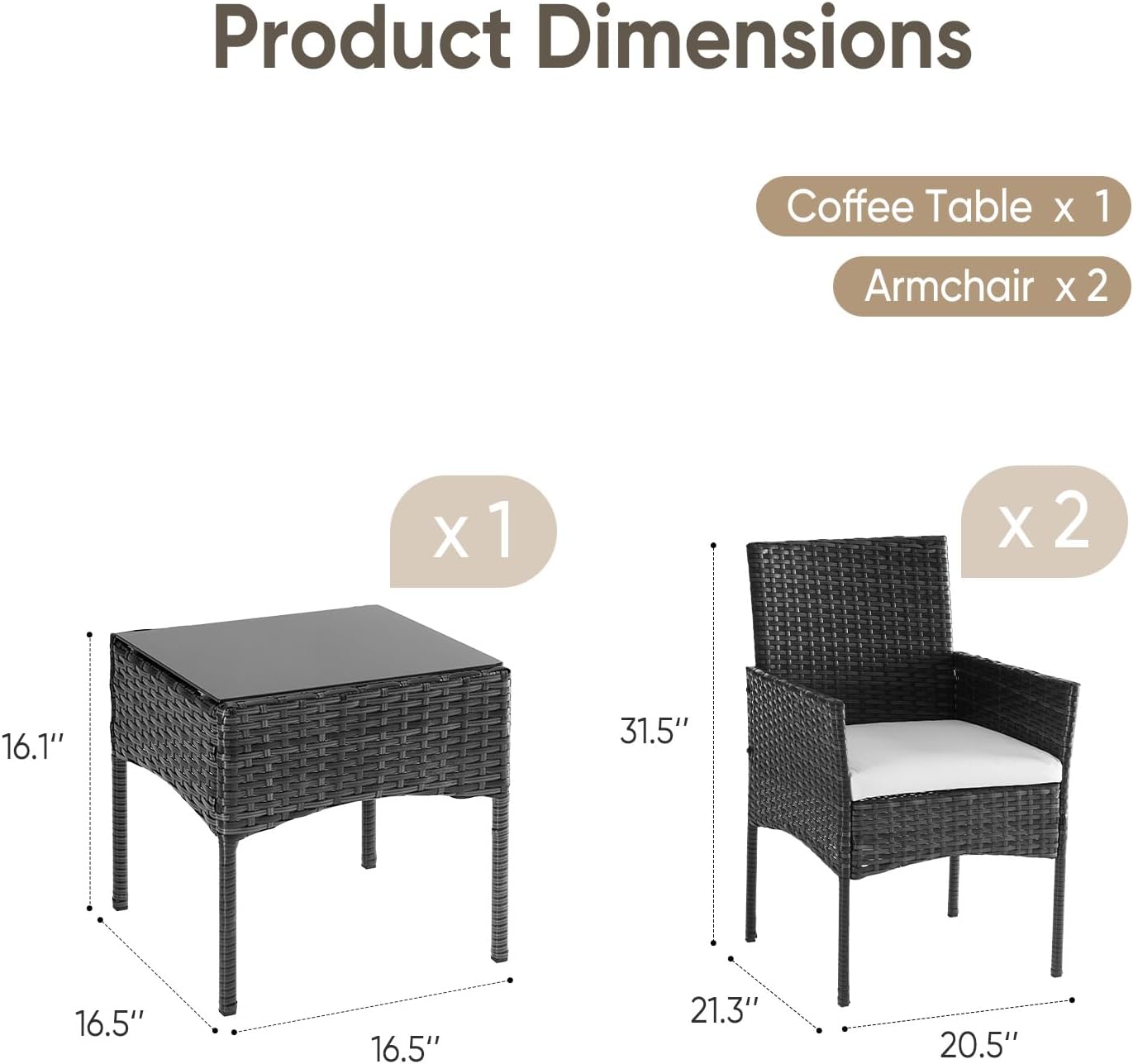 LunaWeave Patio Bistro Set