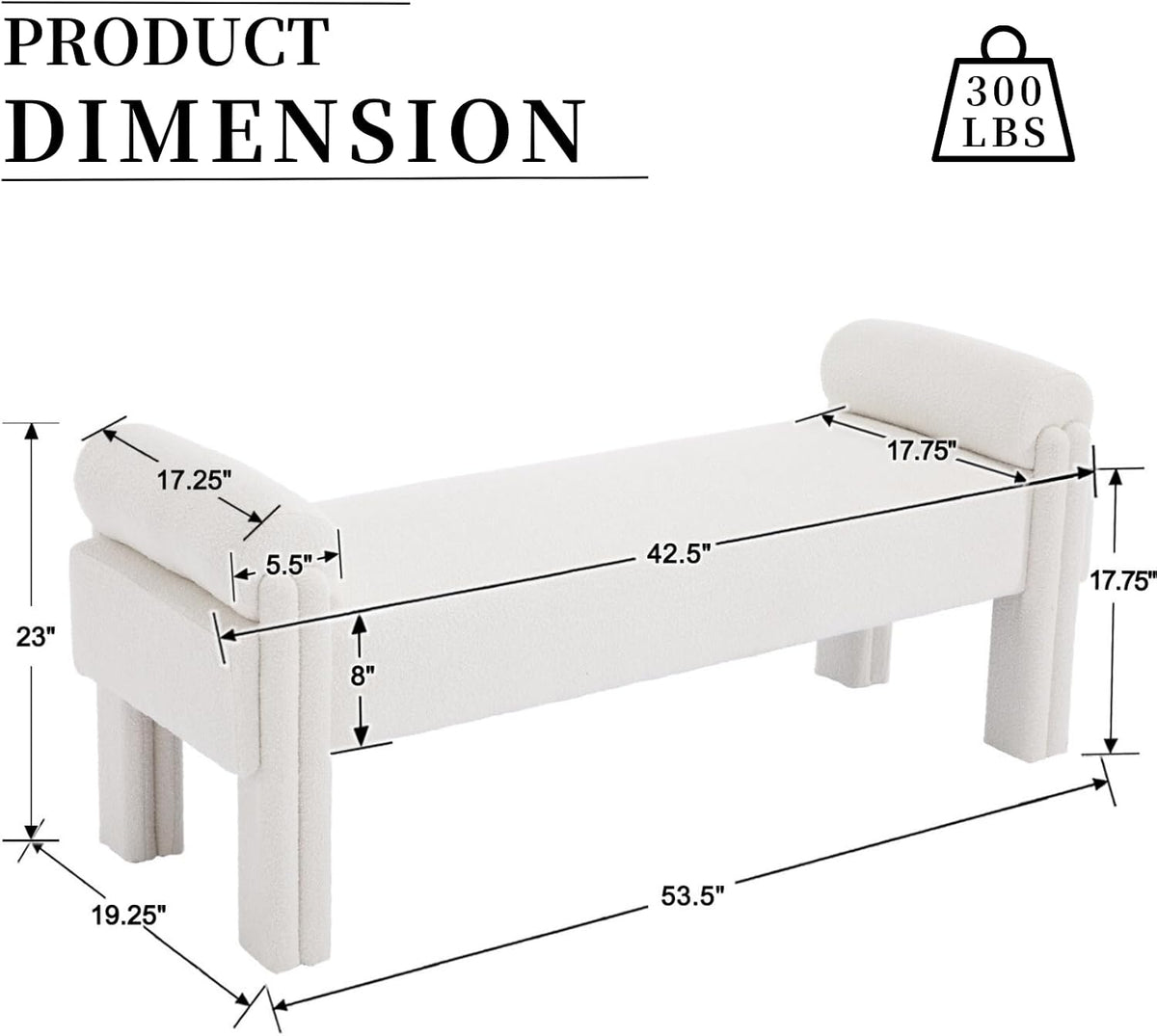 Modern Cylindrical Upholstered Linen Bench