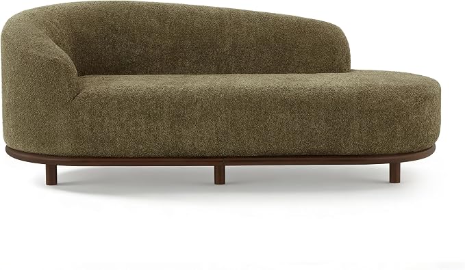 Modern Curved Bouclé Chaise Lounge