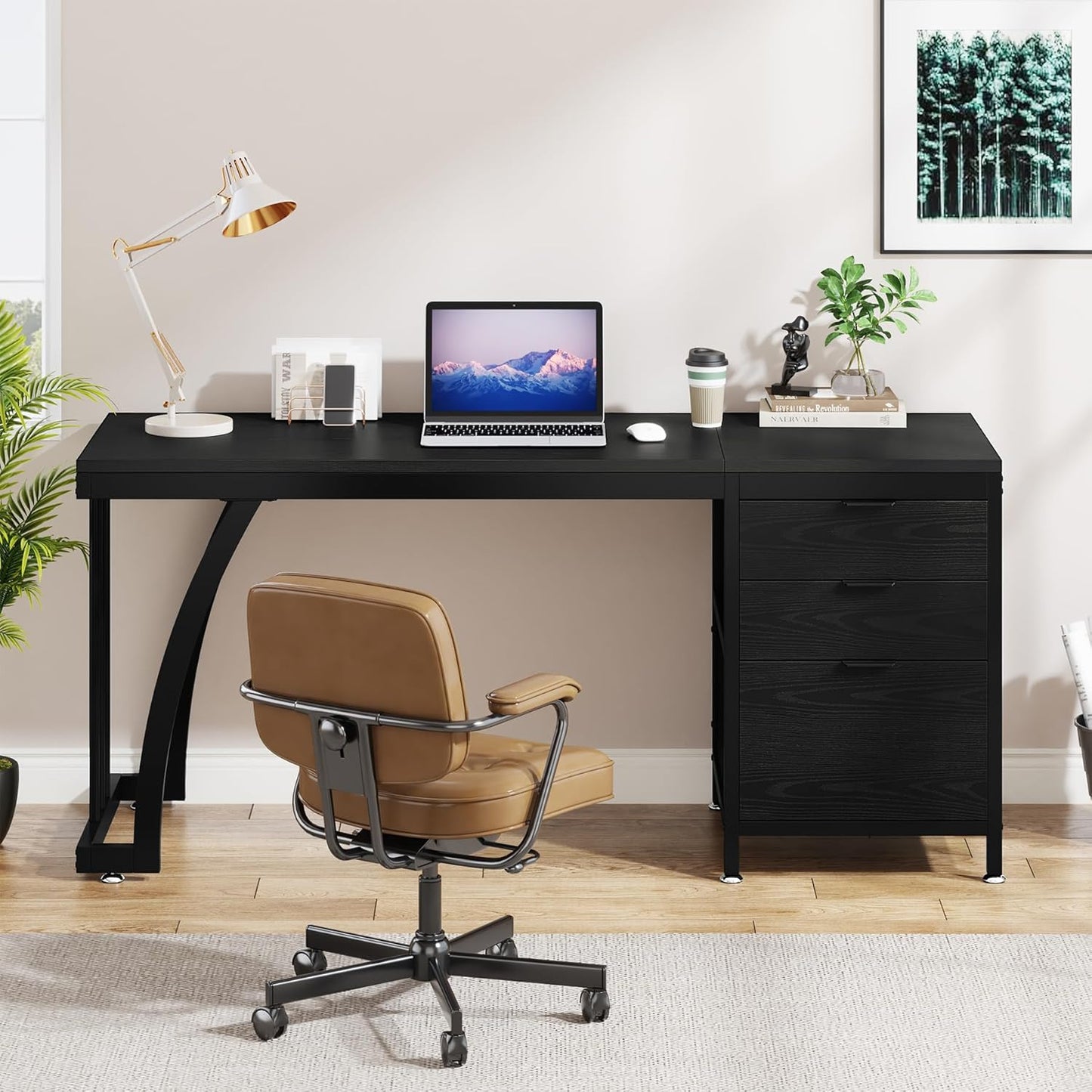 Prestige Computer Desk with Reversible File Cabinet