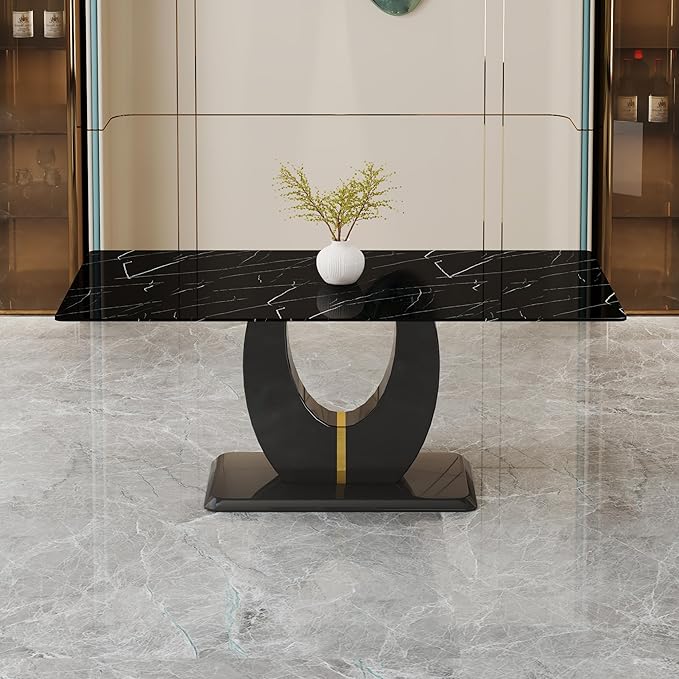 LuxeMarble Glass Dining Table