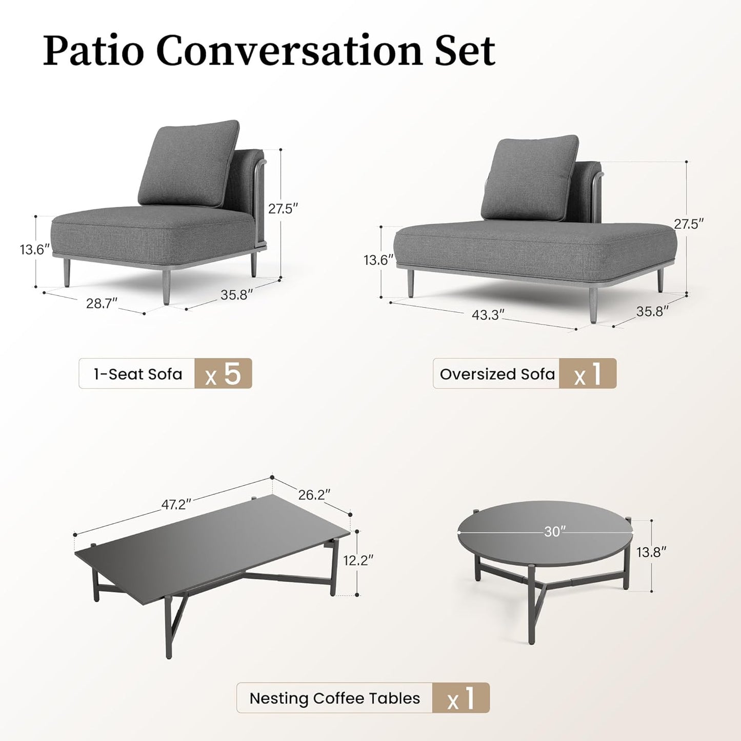 HavenLux Deep Seating Modular Patio Conversation Set