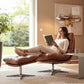 Mid-Century Modern Leather Recliner with Ottoman