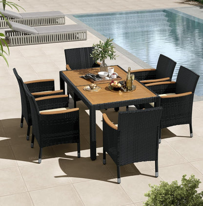 Coastal Haven 7-Piece Acacia Wood Patio Dining Set