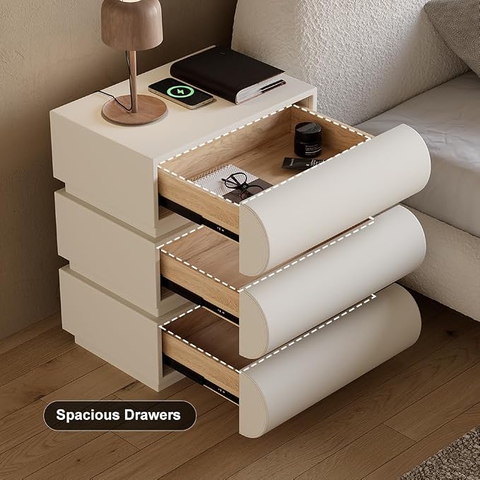 CloudCurve Faux Leather Nightstand Set
