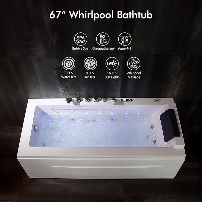 Jetted Hydromassage Whirlpool Bathtub