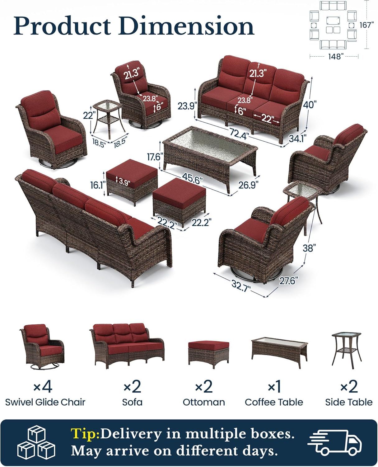 Crimson Haven Patio Conversation Set