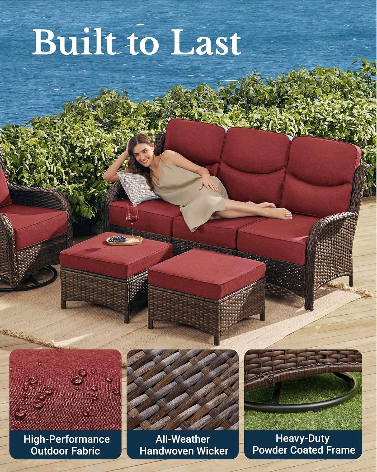 Crimson Haven Patio Conversation Set