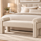 Modern Cylindrical Upholstered Linen Bench