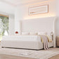 Royal Luxe Faux Fur Wingback Bed with RGB LED Lighting