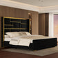 Modern Upholstered Bed with Gold Accents