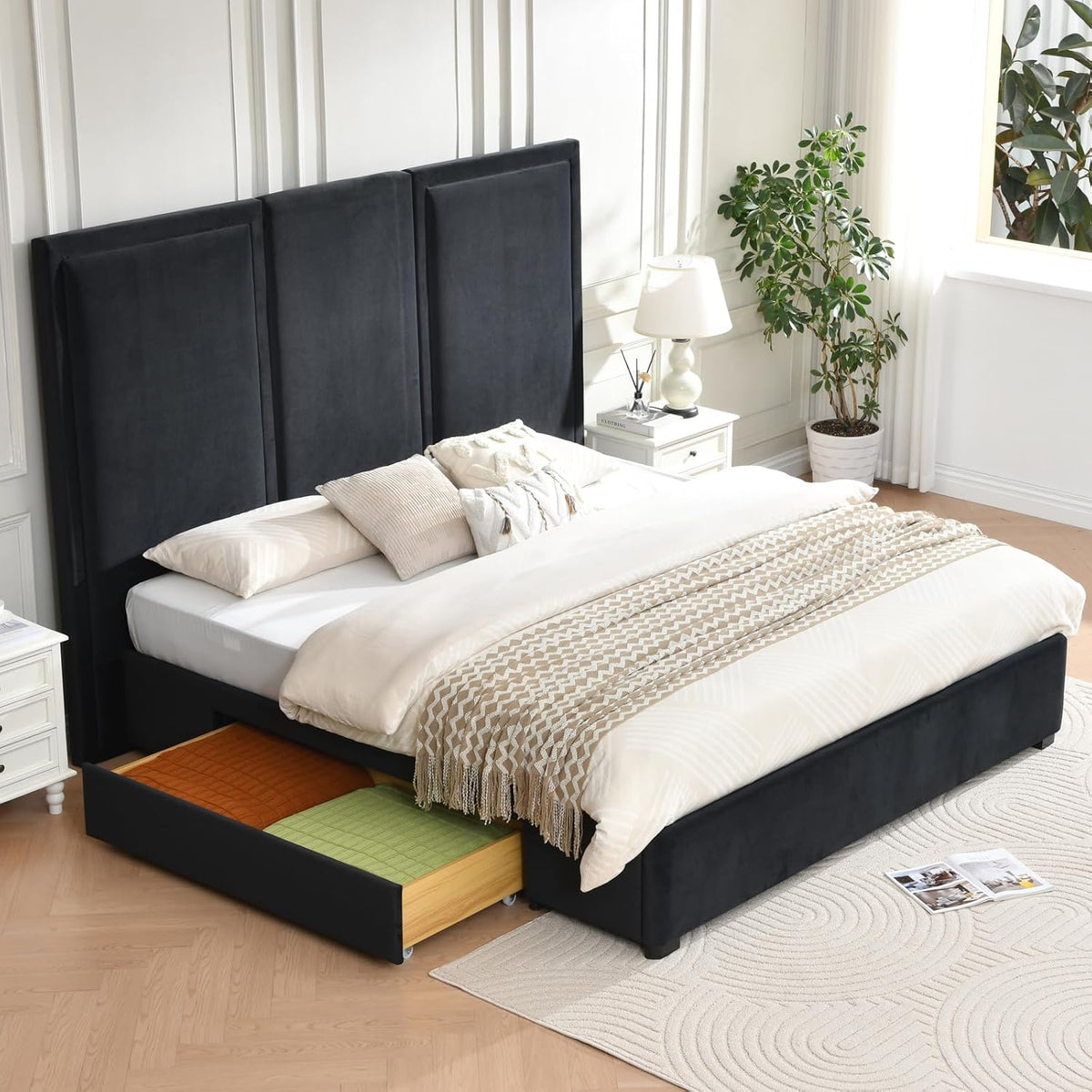 Modern Simplicity Linen Bed with Storage