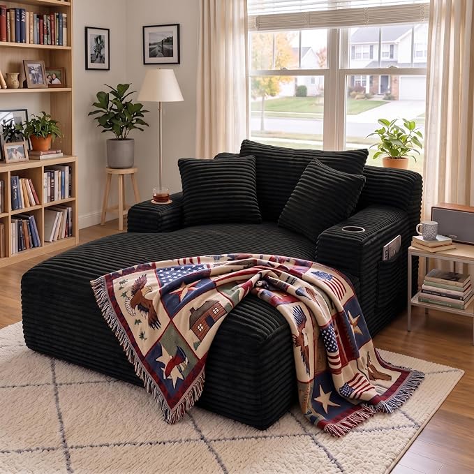 Modern Oversized Corduroy Cloud Chaise Lounge