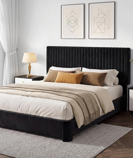 Modern Luxe Velvet Platform Bed