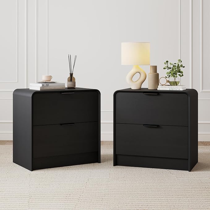 Modern Curved 2-Drawer Nightstand