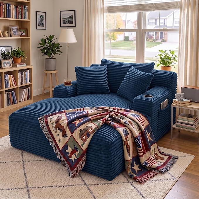 Modern Oversized Corduroy Cloud Chaise Lounge