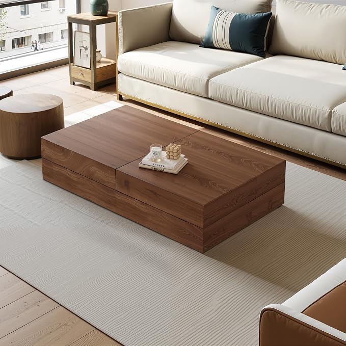Modern Wood Coffee Table with Hidden Storage