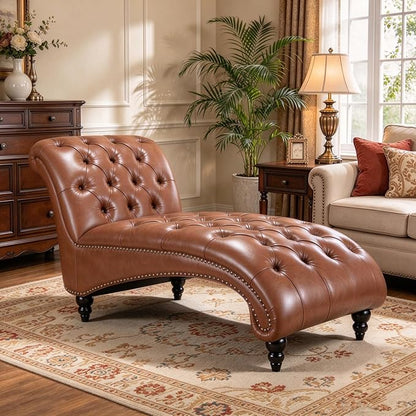 Modern Chesterfield PU Leather Chaise Lounge
