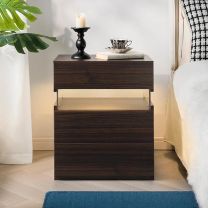 Modern LED 3-Drawer Nightstand