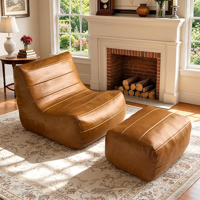 Oversized Faux Leather Lounge Chair
