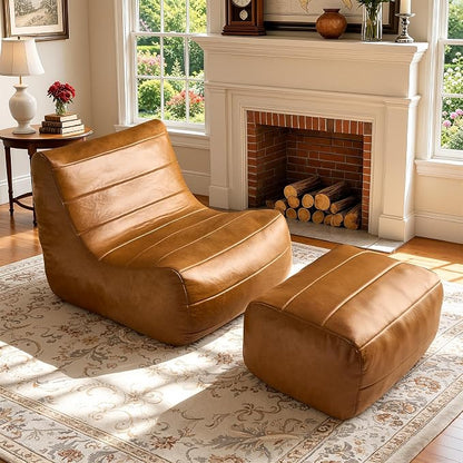 Oversized Faux Leather Lounge Chair
