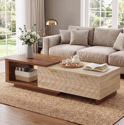 Expandable Storage Coffee Table with Sliding Top