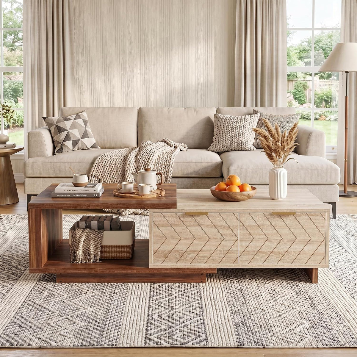 Expandable Storage Coffee Table with Sliding Top