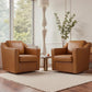 Fairmont™ Genuine Leather Swivel Barrel Chair
