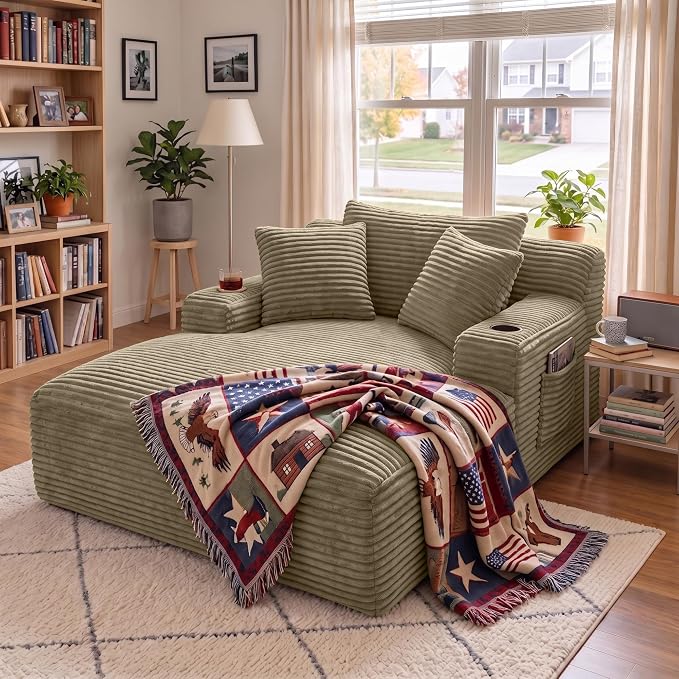 Modern Oversized Corduroy Cloud Chaise Lounge