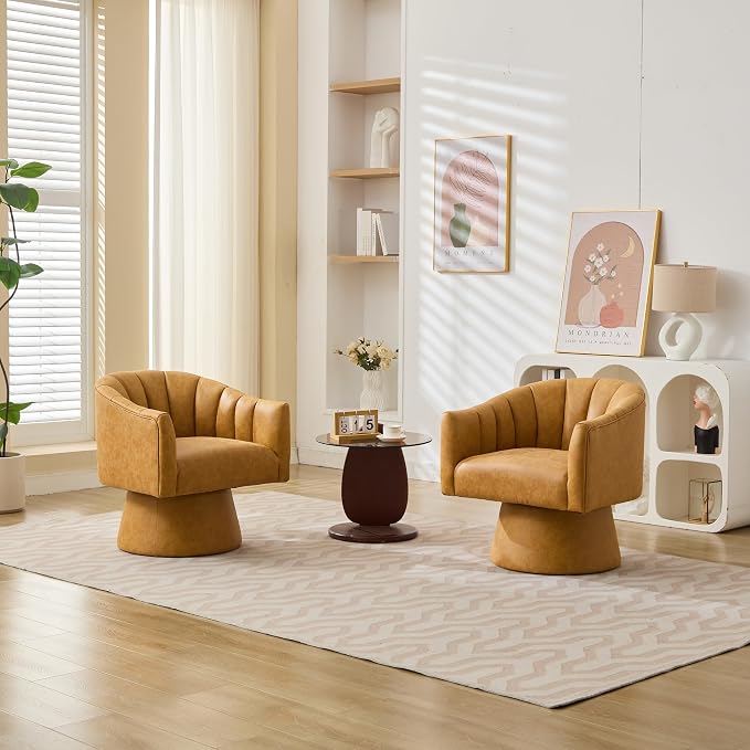 Highgate™ 360° Faux Leather Swivel Barrel Chair