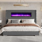 Luxe Corduroy Wingback Bed with Electric Fireplace