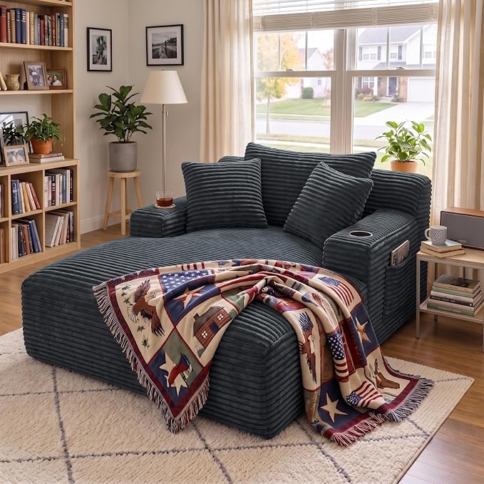 Modern Oversized Corduroy Cloud Chaise Lounge