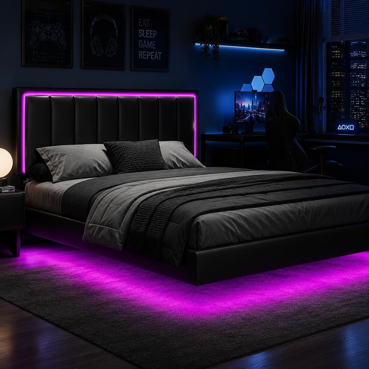 Floating LED Platform Bed