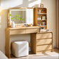 Modern Curved Wood Vanity with Charging Station