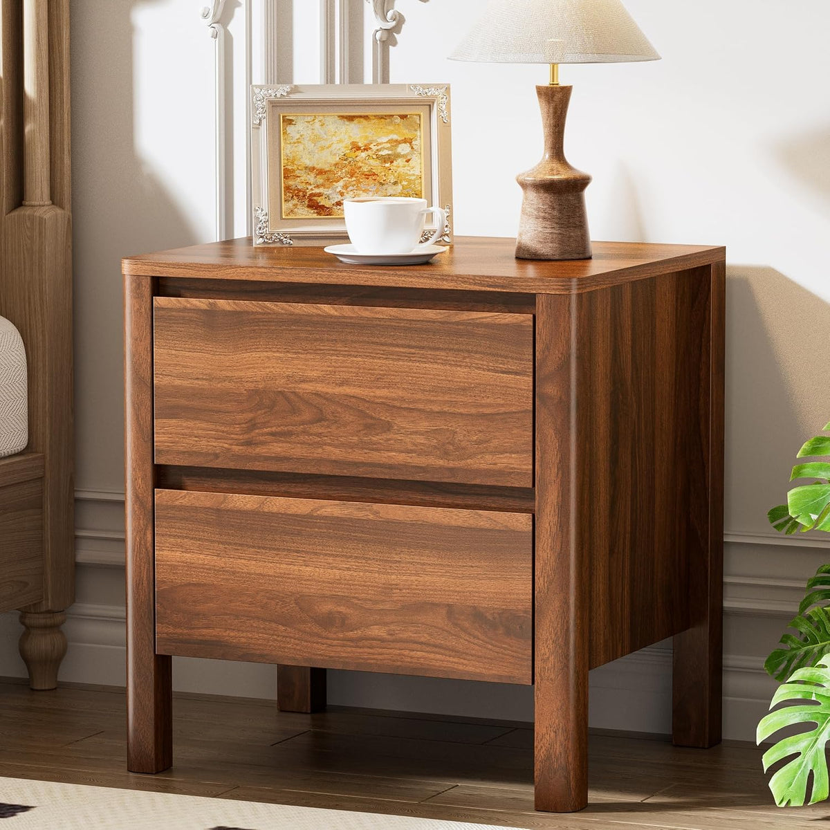 Mid-Century Walnut Nightstand Set