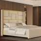 Modern Upholstered Bed with Gold Accents