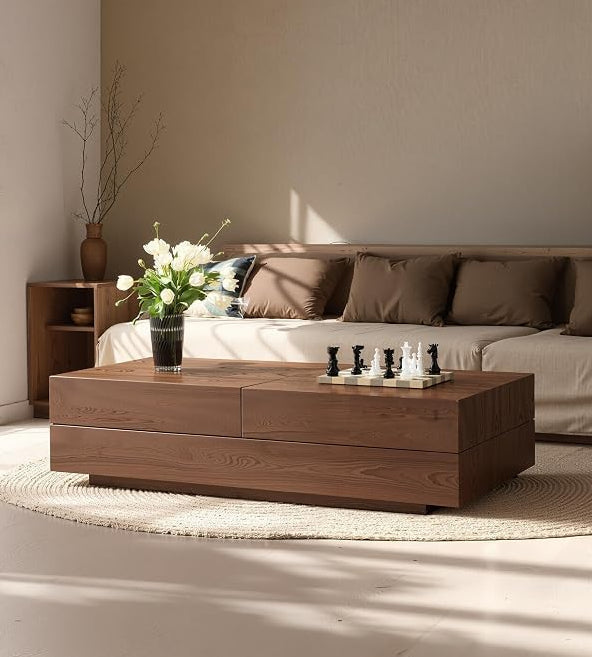 Modern Wood Coffee Table with Hidden Storage