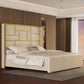 Modern Upholstered Bed with Gold Accents