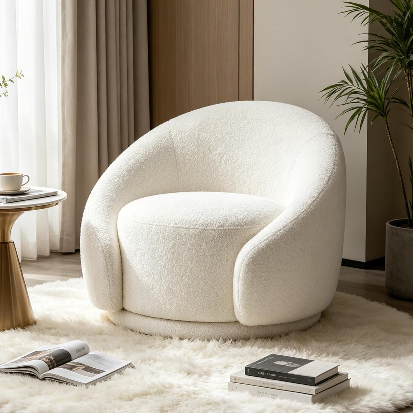 Sherpa Swivel Barrel Accent Chair