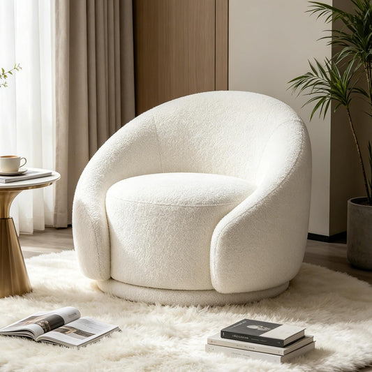 Sherpa Swivel Barrel Accent Chair