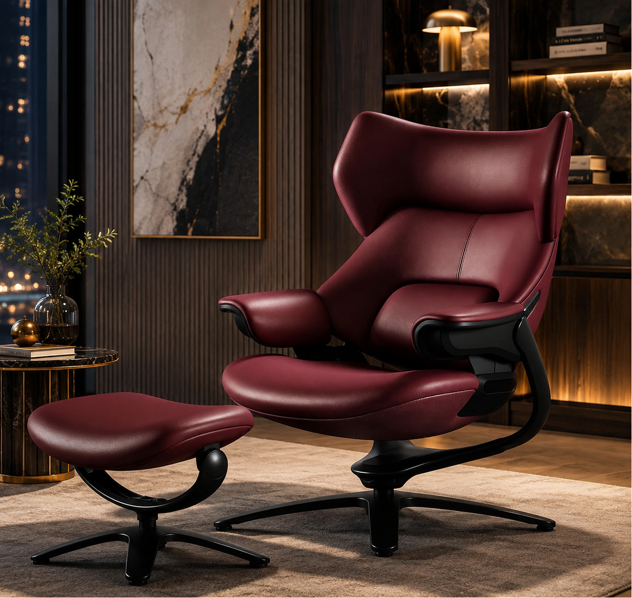 Wellington™ Genuine Leather Recliner & Ottoman