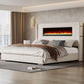 Luxe Corduroy Wingback Bed with Electric Fireplace