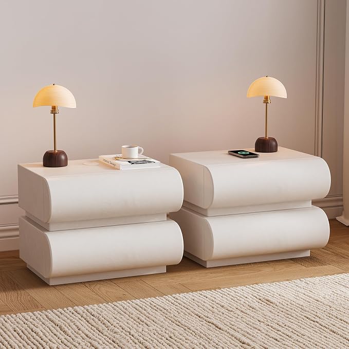 CloudCurve Faux Leather Nightstand Set