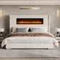Luxe Corduroy Wingback Bed with Electric Fireplace