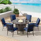 EmberGlow Patio Dining Set with Fire Pit Table
