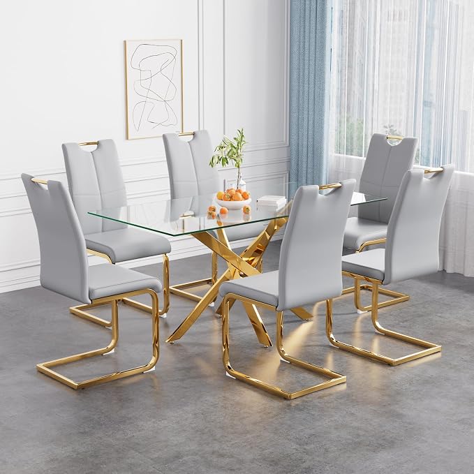 Celeste Rectangular Glass Dining Set